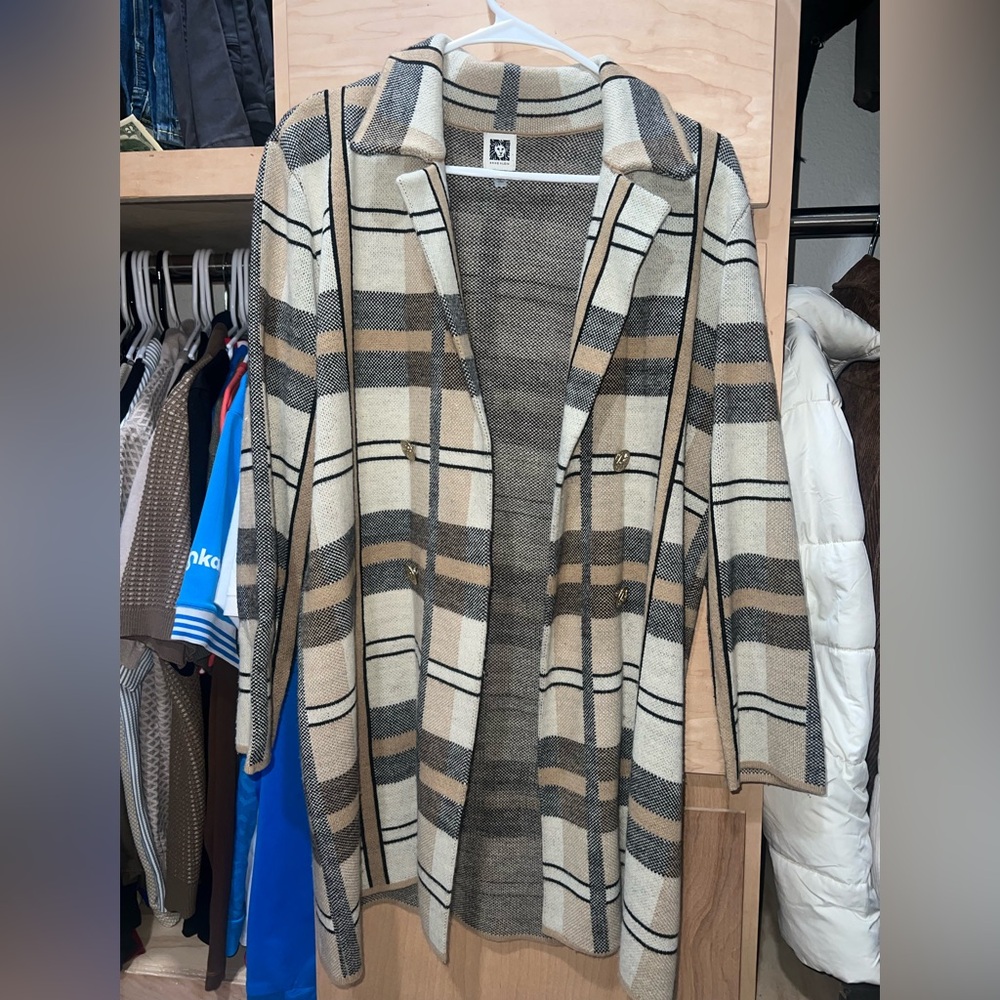 Plaid Longline Cardigan Coat